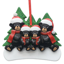 Load image into Gallery viewer, Customize Gift Christmas Family Ornament Plaid Scarf Black Bear Family 4

