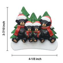 Load image into Gallery viewer, Customize Christmas Ornament Plaid Scarf Black Bear Family 4

