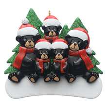 Load image into Gallery viewer, Personalized Family Gift Christmas Ornament Plaid Scarf Black Bear Family 5

