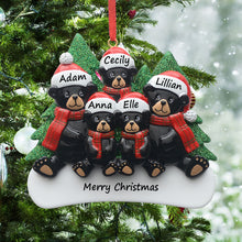 Load image into Gallery viewer, Customize Christmas Ornament Plaid Scarf Black Bear Family 5
