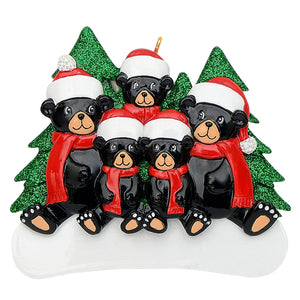 Customize Christmas Ornament Black Bear Family