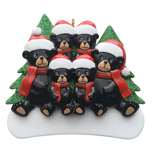 Customize Gift  Family 6 Christmas Ornament Black Bear