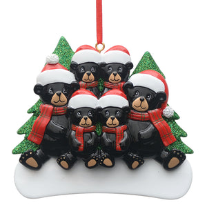 Customize Gift  Family 6 Christmas Ornament Black Bear