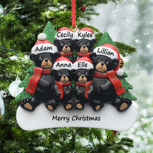 Load image into Gallery viewer, Customize Christmas Ornament Plaid Scarf Black Bear Family

