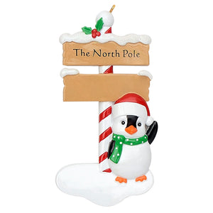 Customized Christmas Ornament North Pole Penguin Family