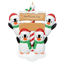 Load image into Gallery viewer, Customized Christmas Gift Family Ornament North Pole Penguin Family
