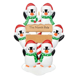 Customized Christmas Gift Family Ornament North Pole Penguin Family