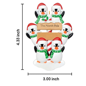 Customized Christmas Ornament North Pole Penguin Family