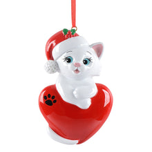 Load image into Gallery viewer, Personalized Pet Cat Gift Christmas Ornament Cute Kitty Wht/Bk/Gry
