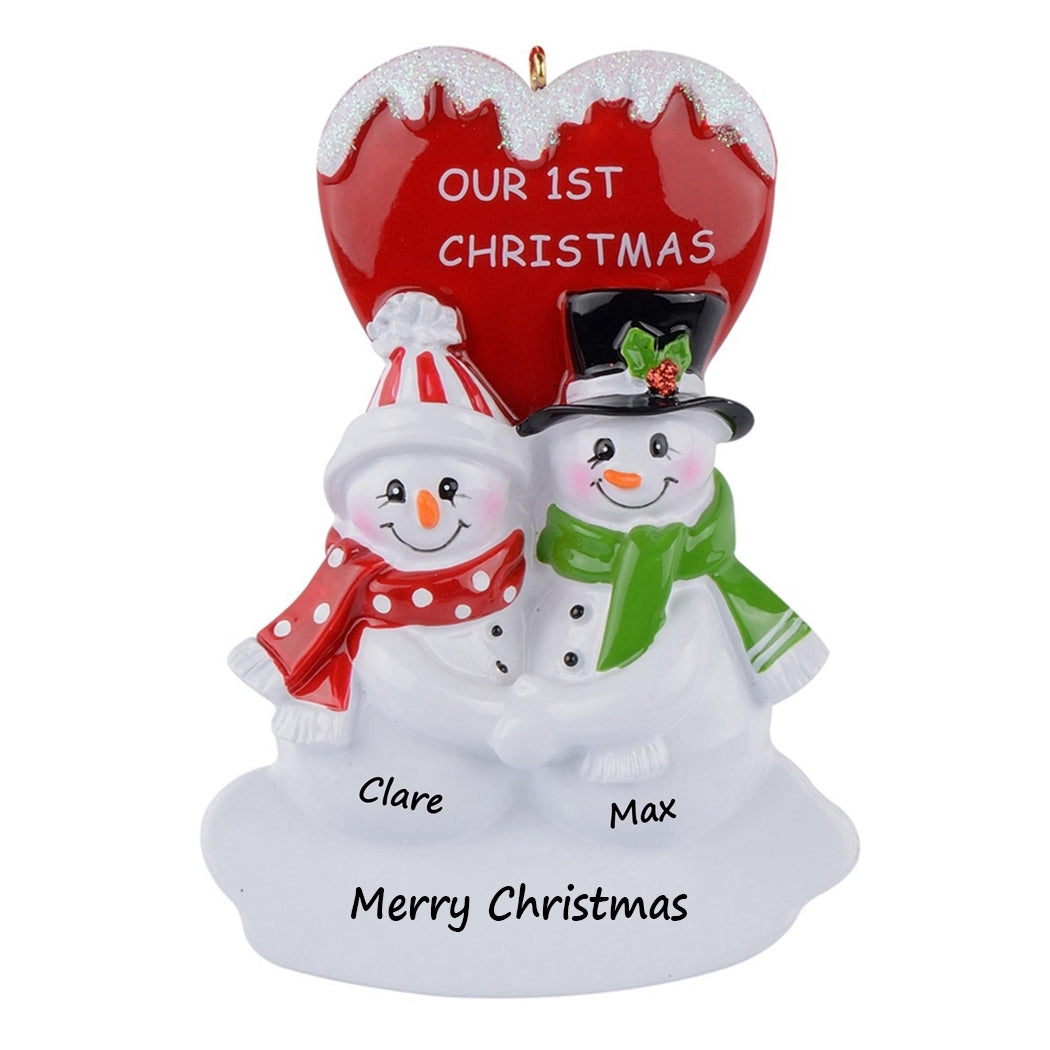 Personalized Gift Christmas Couple Ornament Snowman Couple