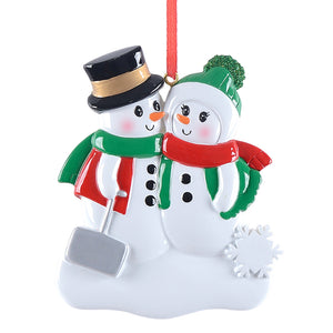 Customize Gift Christmas Ornament Shovel Snowman Family 2