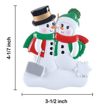 Load image into Gallery viewer, Personalized Christmas Ornament Shovel Snowman Family 2
