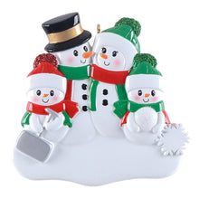 Load image into Gallery viewer, Personalized Christmas Ornament Shovel Snowman Family
