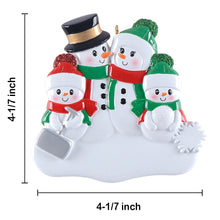 Load image into Gallery viewer, Personalized Christmas Ornament Shovel Snowman Family 4
