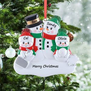 Personalized Christmas Ornament Shovel Snowman Family 4
