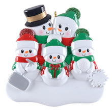 Load image into Gallery viewer, Personalized Christmas Ornament Shovel Snowman Family 5
