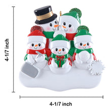 Load image into Gallery viewer, Personalized Christmas Ornament Shovel Snowman Family 5
