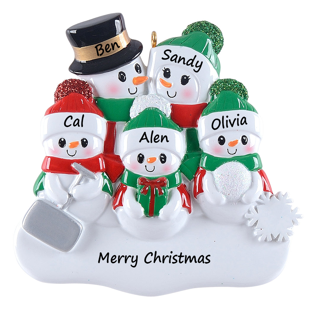 Personalized Christmas Ornament Shovel Snowman Family 5