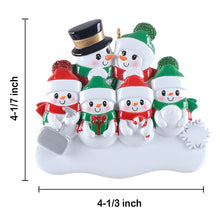 Load image into Gallery viewer, Personalized Christmas Ornament Shovel Snowman Family 6

