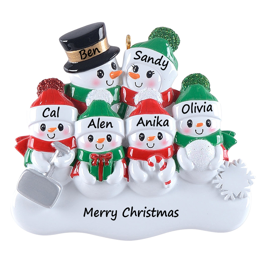Personalized Christmas Ornament Shovel Snowman Family 6