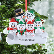 Load image into Gallery viewer, Personalized Gift for Famiily Christmas Ornament Shovel Snowman Family
