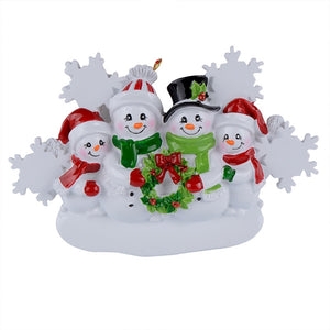 Personalized Christmas Ornament Snowman Family with Snowflake Family
