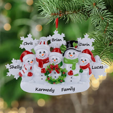 Load image into Gallery viewer, Personalized Christmas Ornament Snowman Family with Snowflake Family
