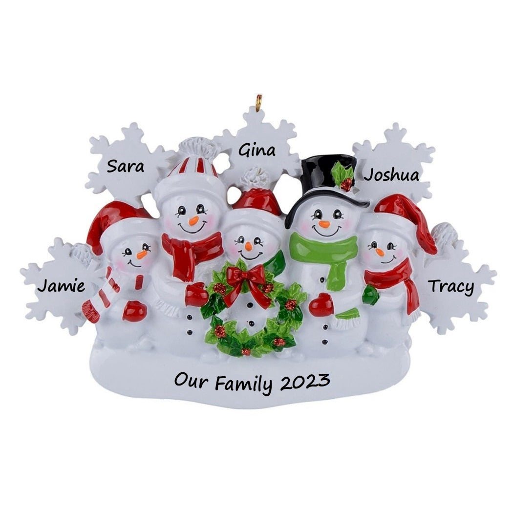 Christmas Ornament Personalized gift Snowflake Snowman Family 5