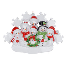 Load image into Gallery viewer, Personalized Christmas Ornament Snowman Family with Snowflake Family
