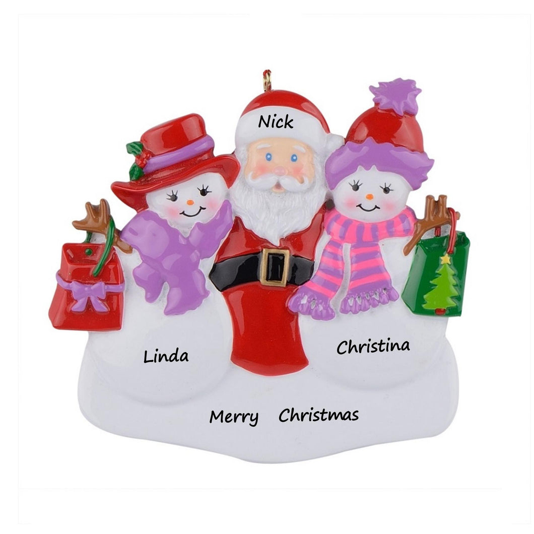 Maxora Personalized Holiday Gift Christmas Decoration Ornament Snow Ladies & Santa