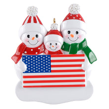 Load image into Gallery viewer, Customize Christmas Gift Decoration Ornament Patriotic Snowman Family 3
