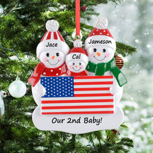 Load image into Gallery viewer, Personalized Gift Christmas Ornament Patriotic Snowman Family
