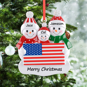 Customize Christmas Gift Decoration Ornament Patriotic Snowman Family 3