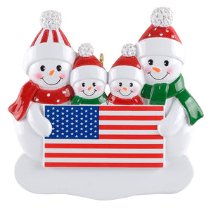 Personalized Christmas Ornament Patriotic Snowman Family