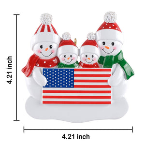 Personalized Christmas Ornament Patriotic Snowman Family 4