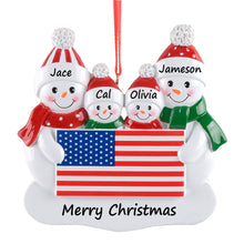 Load image into Gallery viewer, Personalized Gift for Christmas Christmas Decor Ornament Patriotic Snowman Family 4
