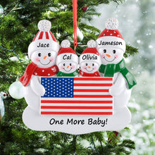 Load image into Gallery viewer, Personalized Gift Christmas Ornament Patriotic Snowman Family
