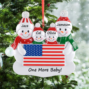 Personalized Gift Christmas Ornament Patriotic Snowman Family