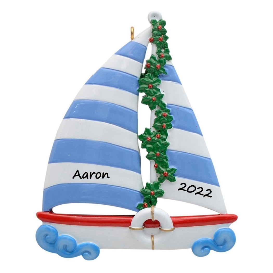 Maxora Personalized Gift Christmas Sport Ornaments Sailboat