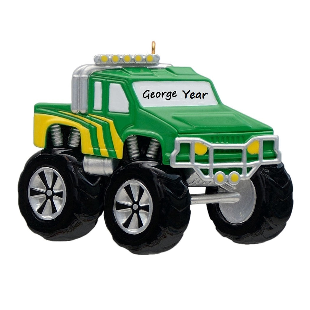 Personalized Christmas Ornament Monster Truck Green
