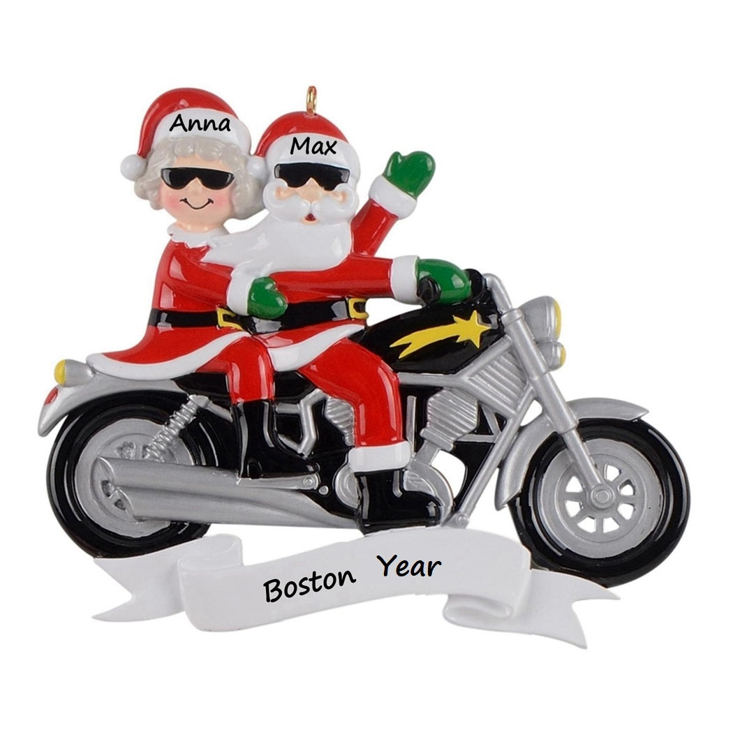 Personalized Christmas Gift Santa Ornament Motorcycle Couple