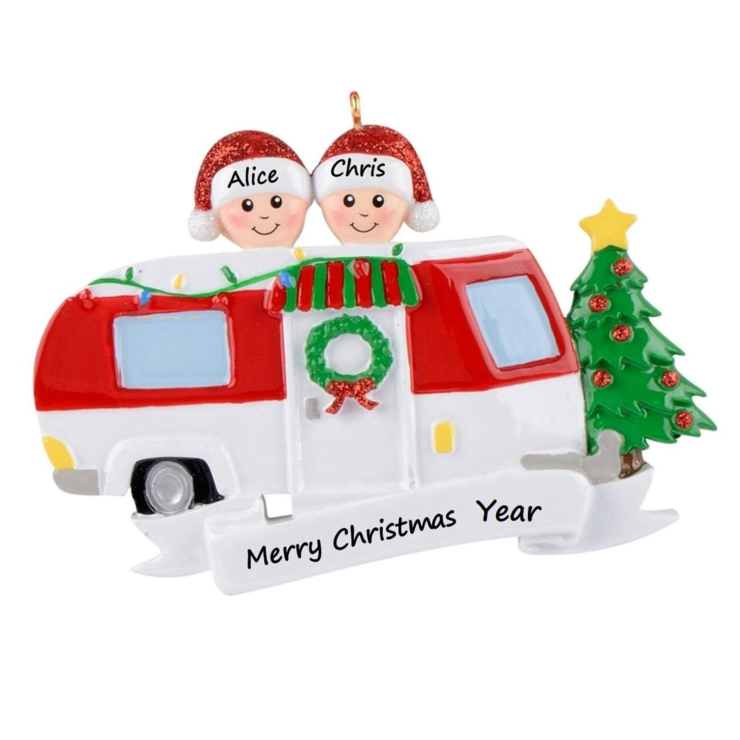 Customized Christmas Ornament RV Trailer Family 2
