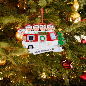 Customized Christmas Ornament RV Trailer Family