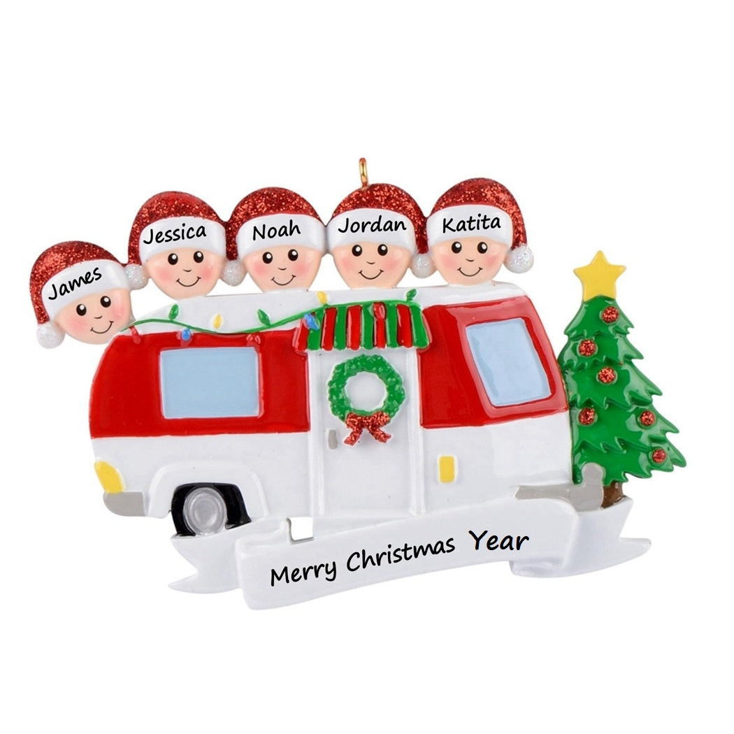 2024 Christmas Gift Customized Family Ornament RV Trailer Family 5