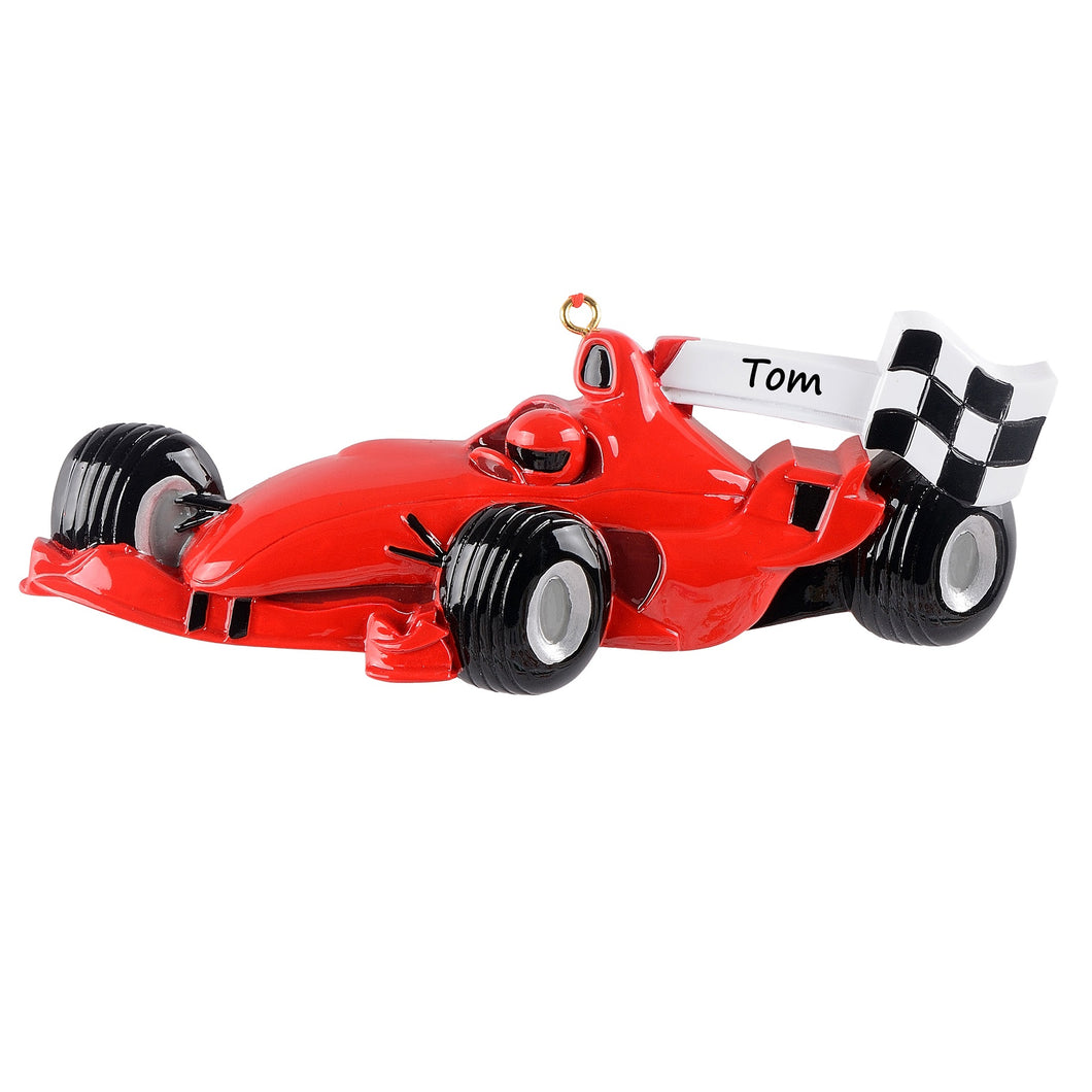 Personalized Christmas Ornament Race Car Red　