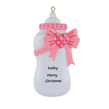 Load image into Gallery viewer, Customize Gift for Baby&#39;s 1st Christmas Personalized Ornament Bottle Pink
