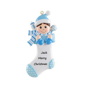 Maxora Personalized Ornament Baby Boy Stocking