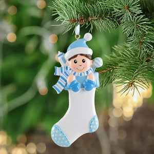 Maxora Christmas Ornament Personalized Baby's Gift Baby Boy Stocking
