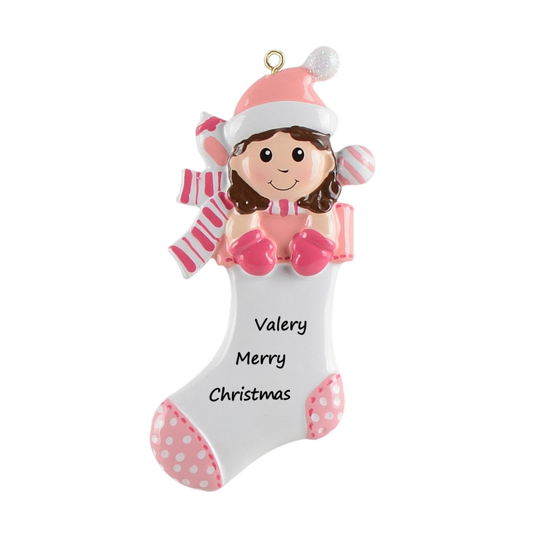 Maxora Personalized Ornament Baby Girl Stocking