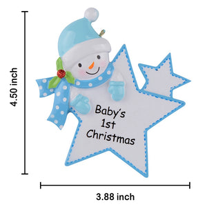Maxora Personalized Baby Ornament Baby‘s 1st Christmas Star Boy